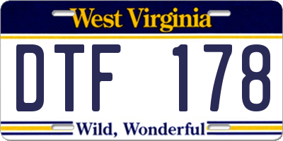 WV license plate DTF178
