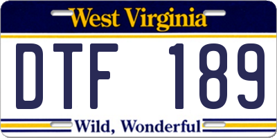 WV license plate DTF189