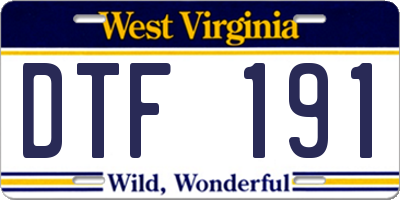 WV license plate DTF191