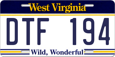 WV license plate DTF194