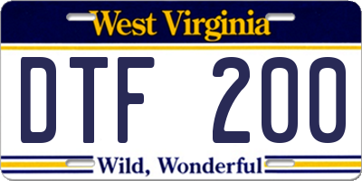 WV license plate DTF200