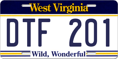 WV license plate DTF201