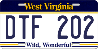 WV license plate DTF202
