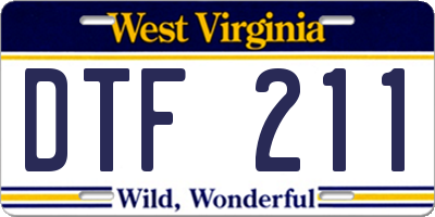 WV license plate DTF211