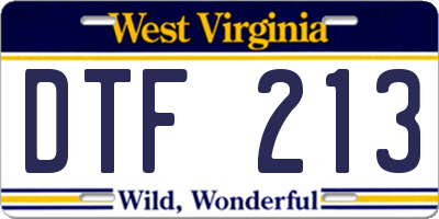 WV license plate DTF213