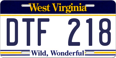 WV license plate DTF218