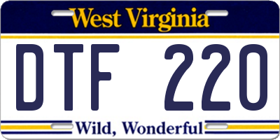 WV license plate DTF220