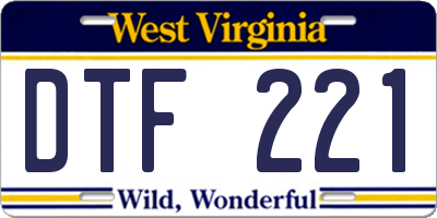 WV license plate DTF221