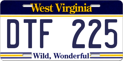 WV license plate DTF225