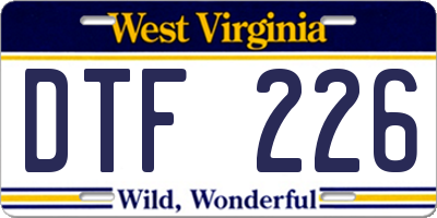 WV license plate DTF226
