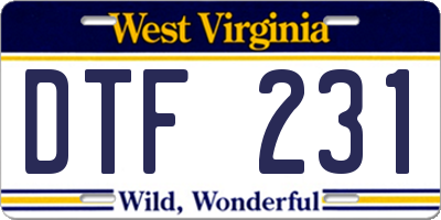 WV license plate DTF231