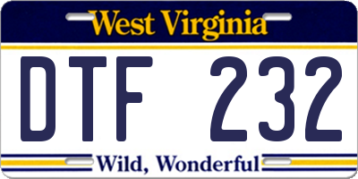 WV license plate DTF232