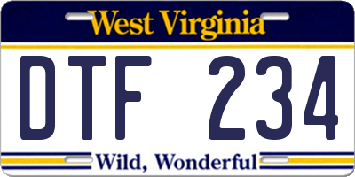 WV license plate DTF234