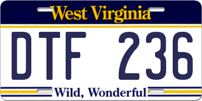 WV license plate DTF236