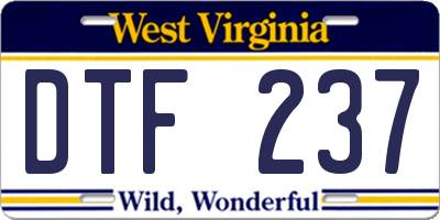 WV license plate DTF237