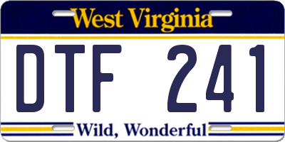 WV license plate DTF241