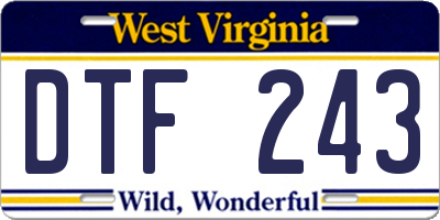 WV license plate DTF243