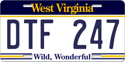 WV license plate DTF247