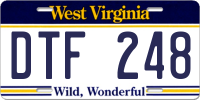 WV license plate DTF248