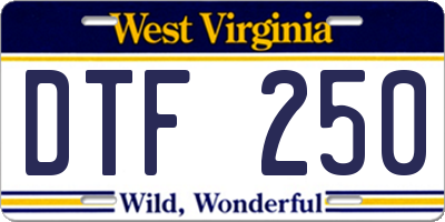 WV license plate DTF250