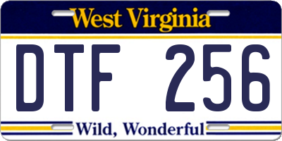 WV license plate DTF256
