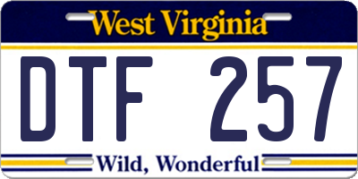 WV license plate DTF257