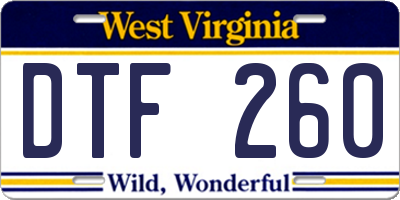 WV license plate DTF260