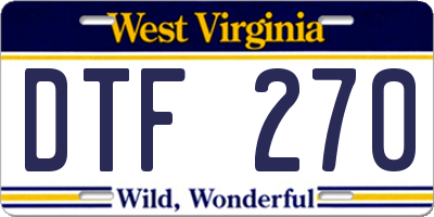 WV license plate DTF270
