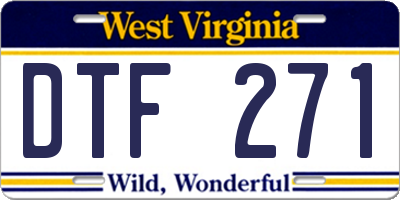 WV license plate DTF271