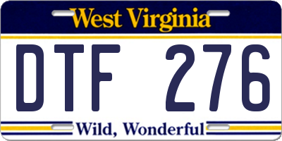 WV license plate DTF276