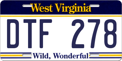 WV license plate DTF278