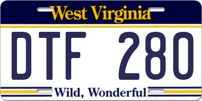 WV license plate DTF280