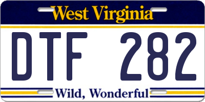 WV license plate DTF282