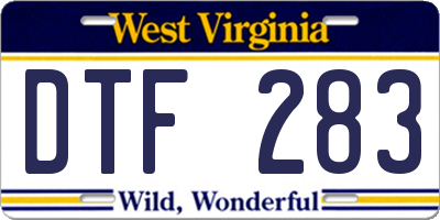 WV license plate DTF283