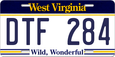 WV license plate DTF284