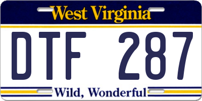 WV license plate DTF287