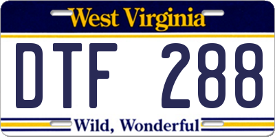 WV license plate DTF288