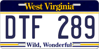 WV license plate DTF289