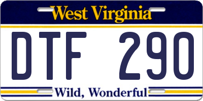 WV license plate DTF290