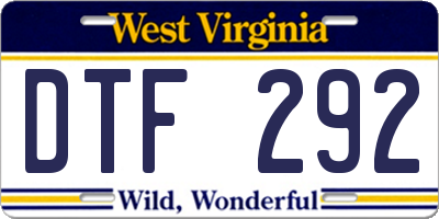 WV license plate DTF292
