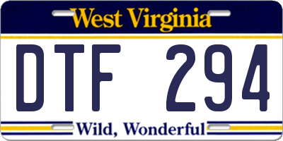 WV license plate DTF294