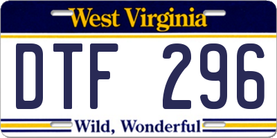 WV license plate DTF296