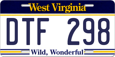 WV license plate DTF298