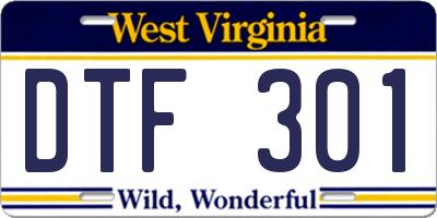 WV license plate DTF301