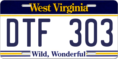 WV license plate DTF303