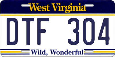 WV license plate DTF304
