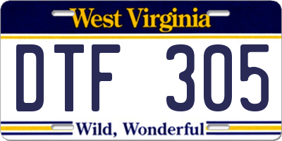 WV license plate DTF305