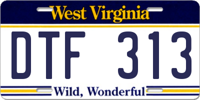WV license plate DTF313