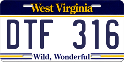 WV license plate DTF316