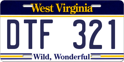 WV license plate DTF321